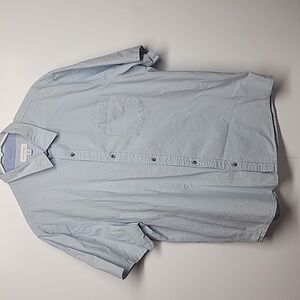 Free Assembly mens XXL blue/white stripe button-down collared short sleeve shirt